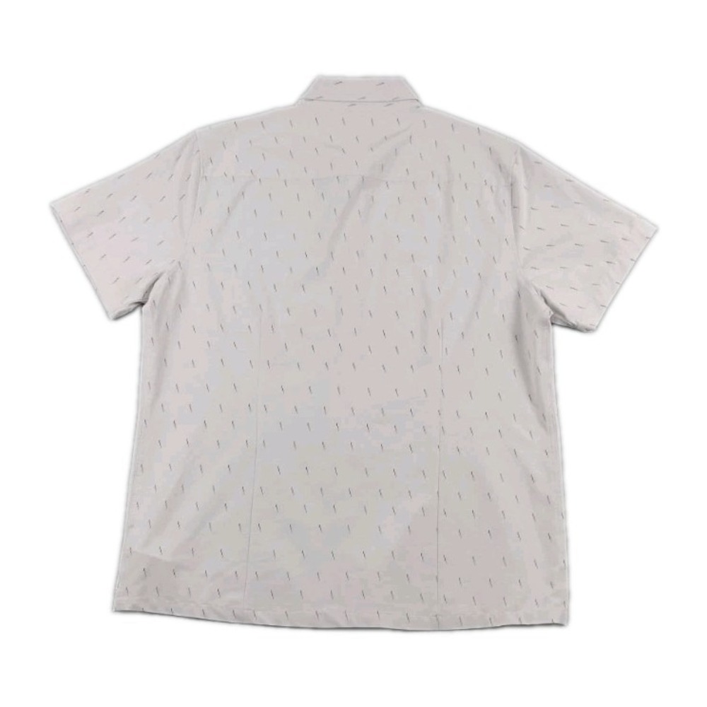 Vuori AOP  Geo Print Cotton Button-Up Shirt Short Sleeve Mens Size LG Gray V184